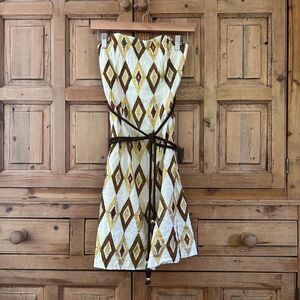 Milly of New York‎ Size 2 Strapless Dress Embroidered Metallic Belted